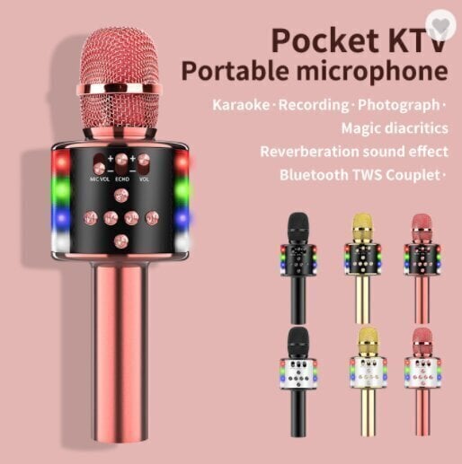 D168 juhtmevaba „Bluetooth“ Karaoke mikrofon koos kõlariga, Must hind ja info | Mikrofonid | kaup24.ee