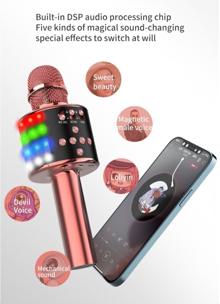 D168 juhtmevaba „Bluetooth“ Karaoke mikrofon koos kõlariga, Must hind ja info | Mikrofonid | kaup24.ee