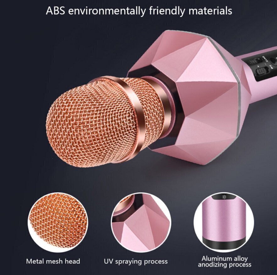 DIAMOND K7 juhtmevaba „Bluetooth“ karaoke mikrofon, hõbedane hind ja info | Mikrofonid | kaup24.ee