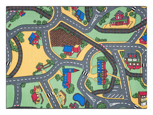REBEL ROADS КОВРИК Playtime 95 маленький город, противоскользящий детский - серый / зеленый цена и информация | Коврики | kaup24.ee