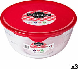 Круглая коробочка для завтраков с крышкой Ô Cuisine Prep & Store Красный 2 L 22 x 22 x 11 cm Cтекло (3 штук) цена и информация | Посуда для хранения еды | kaup24.ee