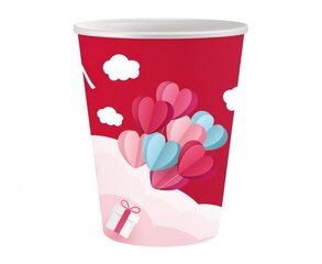 Бумажные стаканчики с сердечками Love, 250 мл. 18 штук цена и информация | Праздничная одноразовая посуда | kaup24.ee