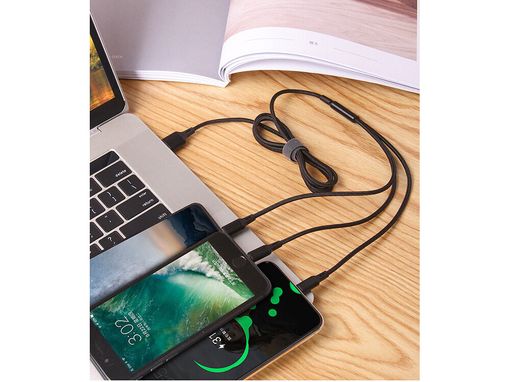 Usb kaabel 3in1 iphone/micro usb/type-c jaoks, 1,2m hind ja info | Mobiiltelefonide kaablid | kaup24.ee