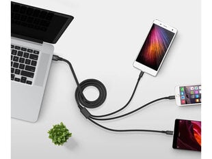 Usb kaabel 3in1 iphone/micro usb/type-c jaoks, 1,2m цена и информация | Кабели для телефонов | kaup24.ee