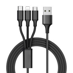 USB-кабель 3 в 1 для iphone/micro usb/type-c 1, 2 м цена и информация | Кабели для телефонов | kaup24.ee