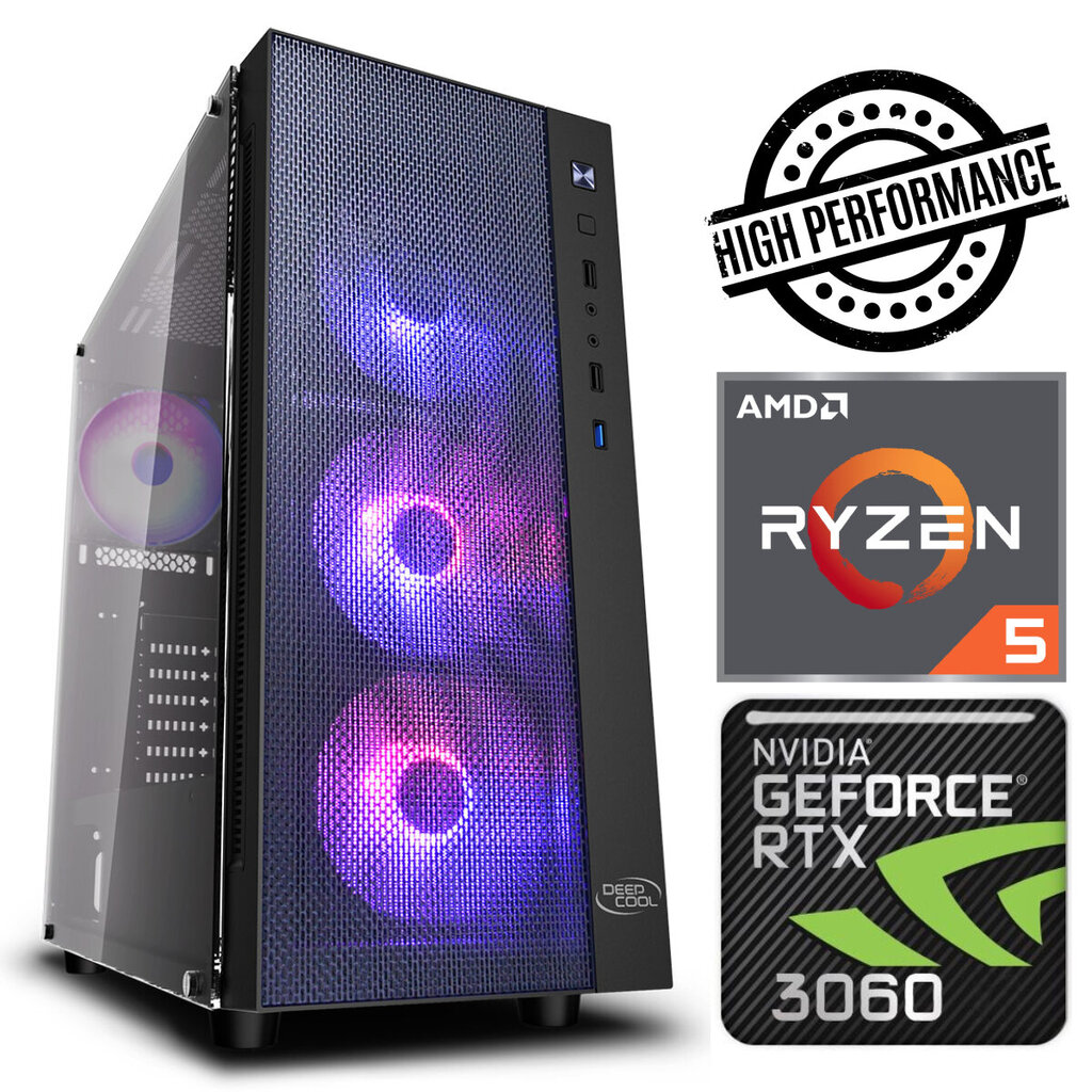 INTOP Ryzen 5 5600X 8GB 240SSD M.2 NVME+2TB RTX3060 12GB no-OS hind ja info | Lauaarvutid | kaup24.ee