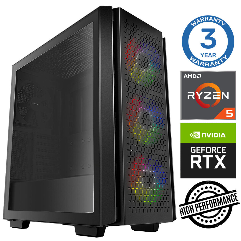 INTOP Ryzen 5 3600 16GB 240SSD M.2 NVME RTX4060Ti 8GB no-OS hind ja info | Lauaarvutid | kaup24.ee