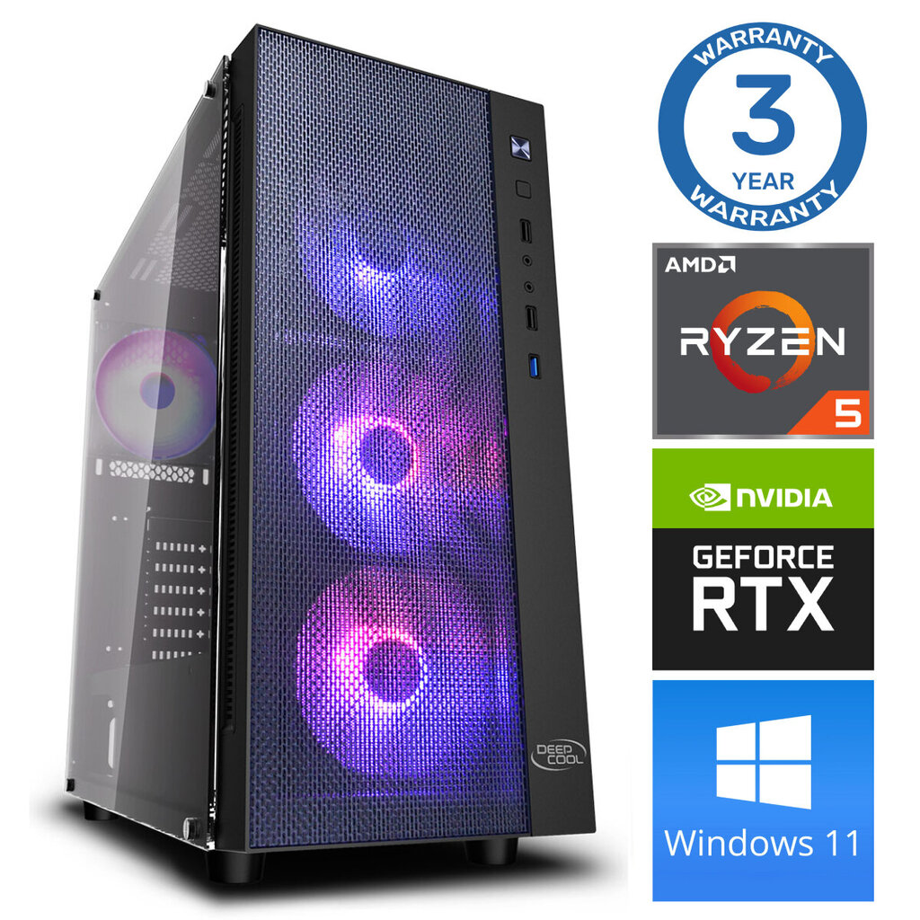 INTOP Ryzen 5 5600X 16GB 240SSD M.2 NVME+1TB RTX4060Ti 8GB WIN11Pro цена и информация | Lauaarvutid | kaup24.ee