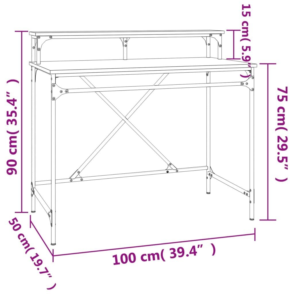 vidaXL kirjutuslaud, must, 100 x 50 x 90 cm, tehispuit ja raud hind ja info | Arvutilauad, kirjutuslauad | kaup24.ee