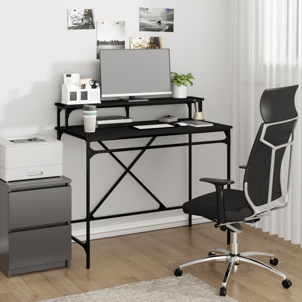 vidaXL kirjutuslaud, must, 100 x 50 x 90 cm, tehispuit ja raud hind ja info | Arvutilauad, kirjutuslauad | kaup24.ee