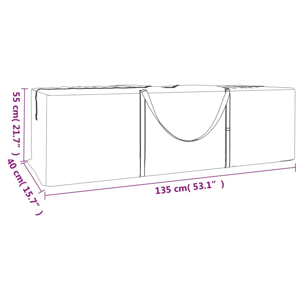 vidaXL aiapatjade hoiukotid 2 tk, must, 135 x 40 x 55 cm, polüetüleen hind ja info | Toolipadjad ja -katted | kaup24.ee