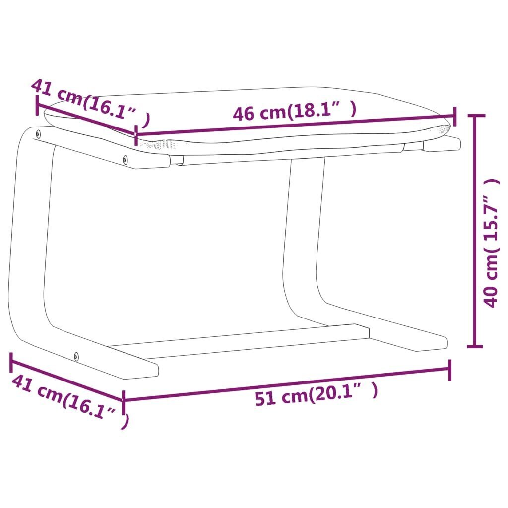 vidaXL jalapink, helehall, 51 x 41 x 40 cm, kangas hind ja info | Kott-toolid, tumbad, järid | kaup24.ee