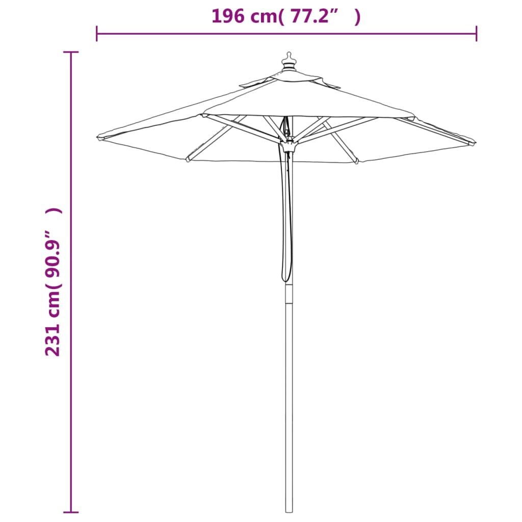 vidaXL aia päikesevari puidust postiga, antratsiithall, 196x231 cm цена и информация | Päikesevarjud, markiisid ja alused | kaup24.ee