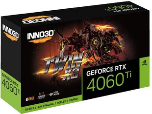 Inno3D GeForce RTX 4060 Ti Twin X2 (N406T2-08D6-171153N) hind ja info | Videokaardid (GPU) | kaup24.ee