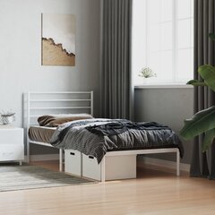 vidaXL metallist voodiraam peatsiga, valge, 90 x 190 cm hind ja info | Voodid | kaup24.ee
