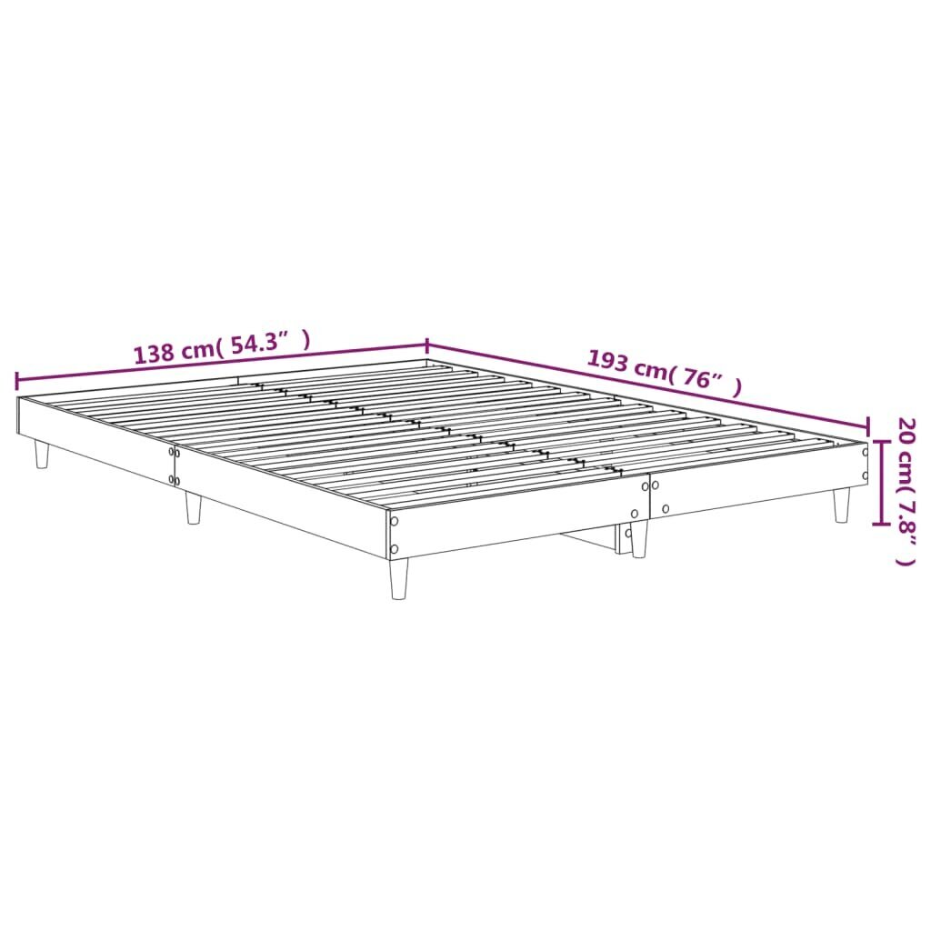 vidaXL voodiraam, Sonoma tamm, 135x190 cm, tehispuit hind ja info | Voodid | kaup24.ee