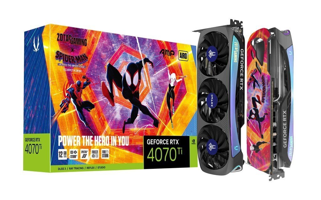 Zotac Gaming GeForce RTX 4070 Ti AMP Airo Spider-Man: Across the Spider-Verse Bundle (ZT-D40710F-10SMP) hind ja info | Videokaardid (GPU) | kaup24.ee