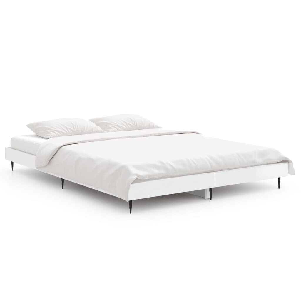 vidaXL voodiraam, kõrgläikega valge, 140 x 190 cm, tehispuit цена и информация | Voodid | kaup24.ee