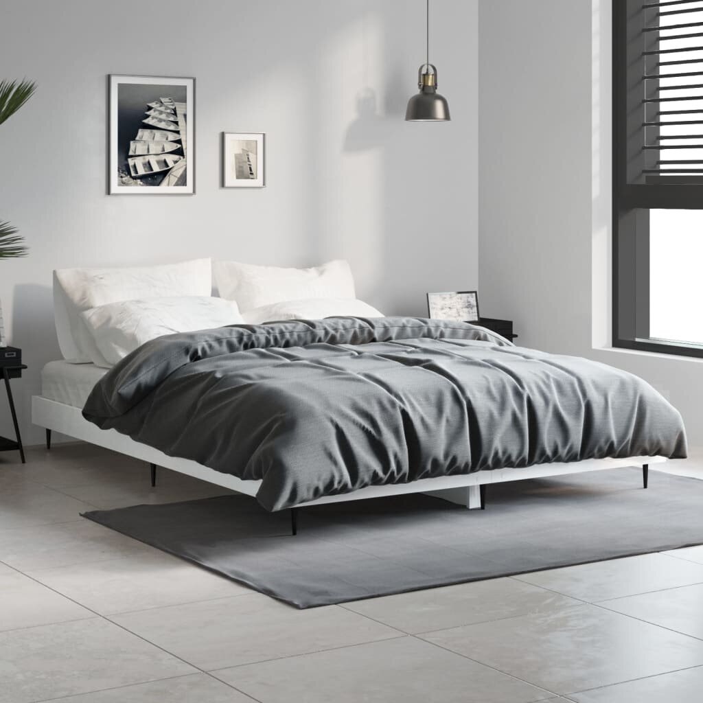 vidaXL voodiraam, kõrgläikega valge, 140 x 190 cm, tehispuit цена и информация | Voodid | kaup24.ee