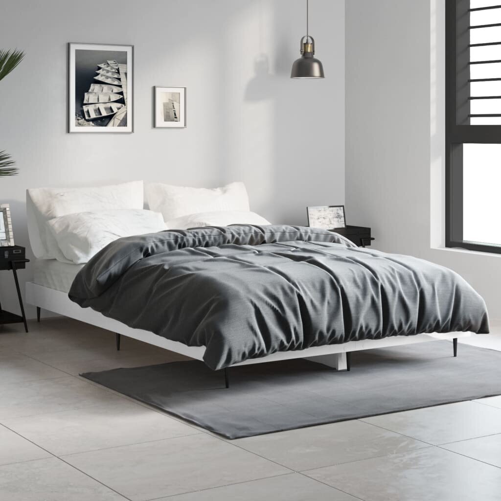 vidaXL voodiraam, kõrgläikega valge, 120x190 cm, tehispuit цена и информация | Voodid | kaup24.ee