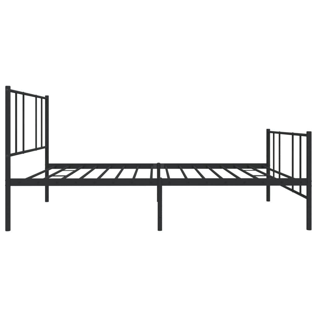 vidaXL metallist voodiraam peatsi ja jalutsiga, must, 90x200 cm hind ja info | Voodid | kaup24.ee