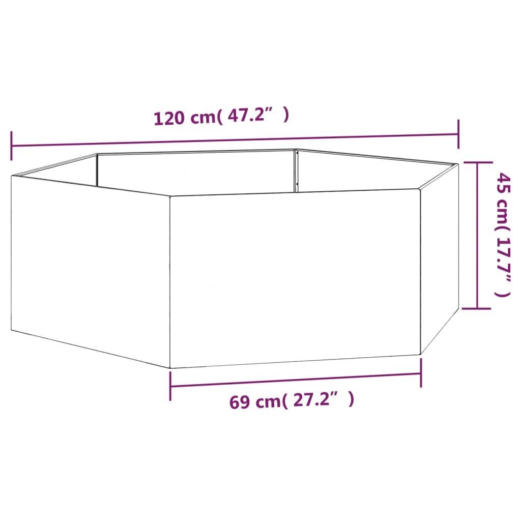 vidaXL taimekast, rooste, 120x120x45 cm, Corten teras hind ja info | Lillekastid | kaup24.ee