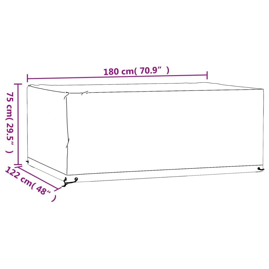 vidaXL aiamööbli kate, 8 aasaga, 180 x 122 x 75 cm, ristkülik hind ja info | Toolipadjad ja -katted | kaup24.ee