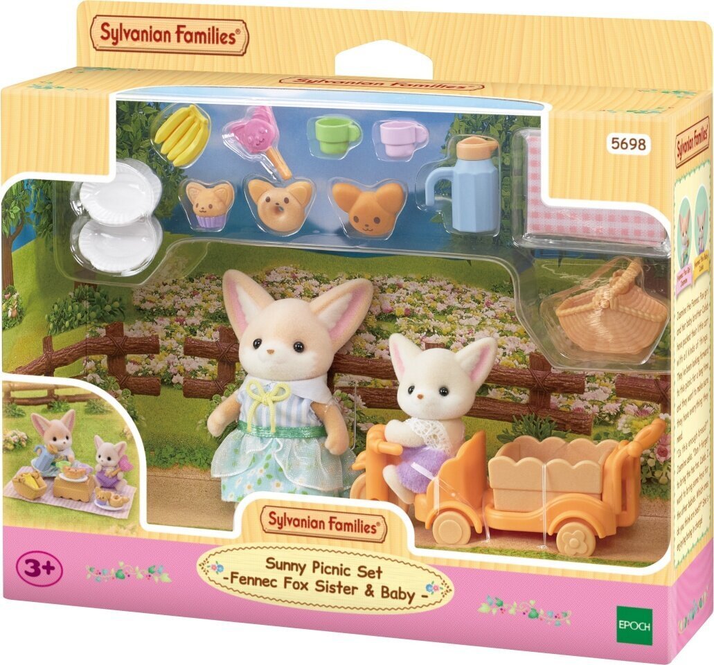 Sylvanian Families mängukomplekt Sunny Picnic Set Fennec Fox Sister & Baby hind ja info | Tüdrukute mänguasjad | kaup24.ee