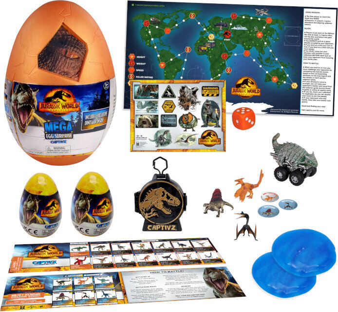 Jurassic World mängukomplekt Captivz Dominion Mega Egg Surprise hind ja info | Poiste mänguasjad | kaup24.ee