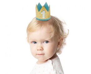Vildist kroon, number 1, sinine kullaga, kummil, 7x8 cm цена и информация | Праздничные декорации | kaup24.ee