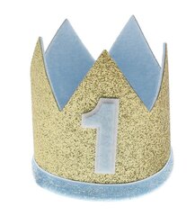 Vildist kroon, number 1, sinine kullaga, kummil, 7x8 cm hind ja info | Peokaunistused | kaup24.ee