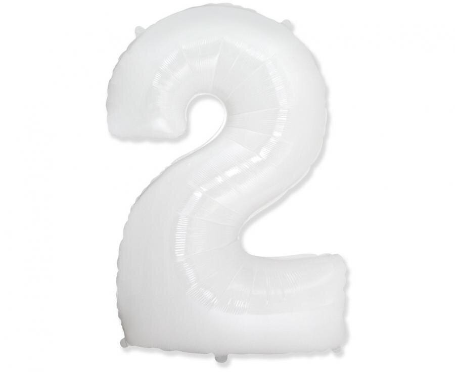Fooliumist õhupall number 2, valge, 85 cm hind ja info | Õhupallid | kaup24.ee