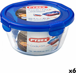 Герметичная коробочка для завтрака Pyrex Cook & Go 20 x 20 x 10,3 cm Синий 1,6 L Cтекло (6 штук) цена и информация | Посуда для хранения еды | kaup24.ee