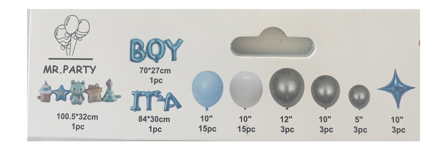 Õhupallikomplekt "It's a boy" 45 tk, sinine цена и информация | Õhupallid | kaup24.ee