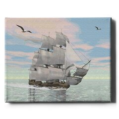 Maalimine numbrite järgi - maalimise komplekt 40x50 cm. "Ship and seagulls" hind ja info | Maalid numbri järgi | kaup24.ee