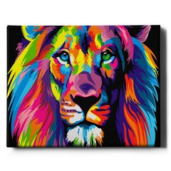 Värvi numbri järgi Raamis "Värviline lõvi" Oh Art! 40x50 cm hind ja info | Maalid numbri järgi | kaup24.ee