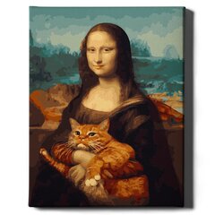 Värvi numbri järgi Raamis "Mona Lisa ja punane kass" Oh Art! 40x50 cm цена и информация | Живопись по номерам | kaup24.ee