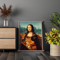 Värvi numbri järgi Raamis "Mona Lisa ja punane kass" Oh Art! 40x50 cm цена и информация | Живопись по номерам | kaup24.ee