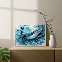 Картина по номерам "Кит и красные рыбки" Oh Art! 40x50 см цена и информация | Живопись по номерам | kaup24.ee