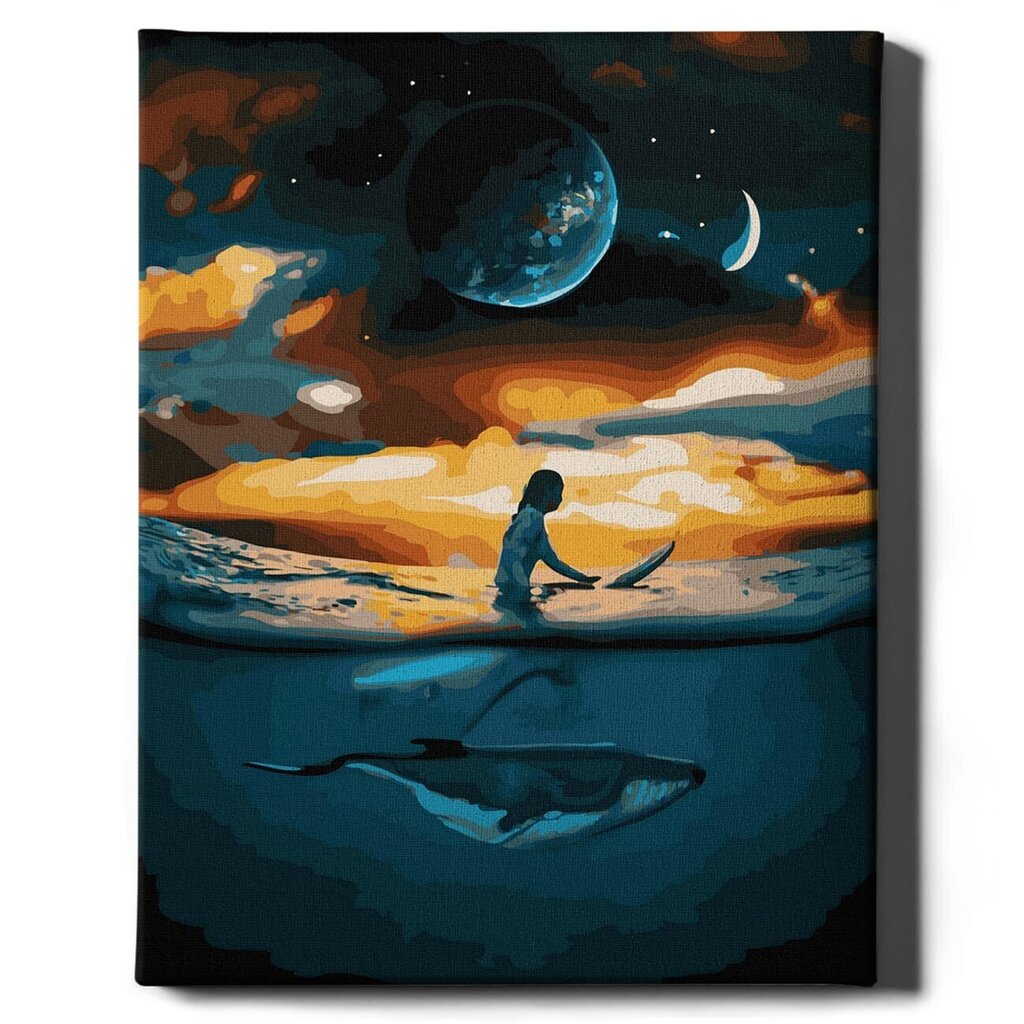 Värvi numbri järgi Raamis "Reis koos vaalaga" Oh Art! 40x50 cm hind ja info | Maalid numbri järgi | kaup24.ee