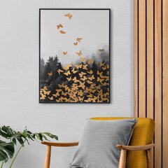 Värvi numbrite järgi kuldse glittervärviga Raamis "Kuldsed liblikad" Oh Art! 40x50 cm hind ja info | Maalid numbri järgi | kaup24.ee