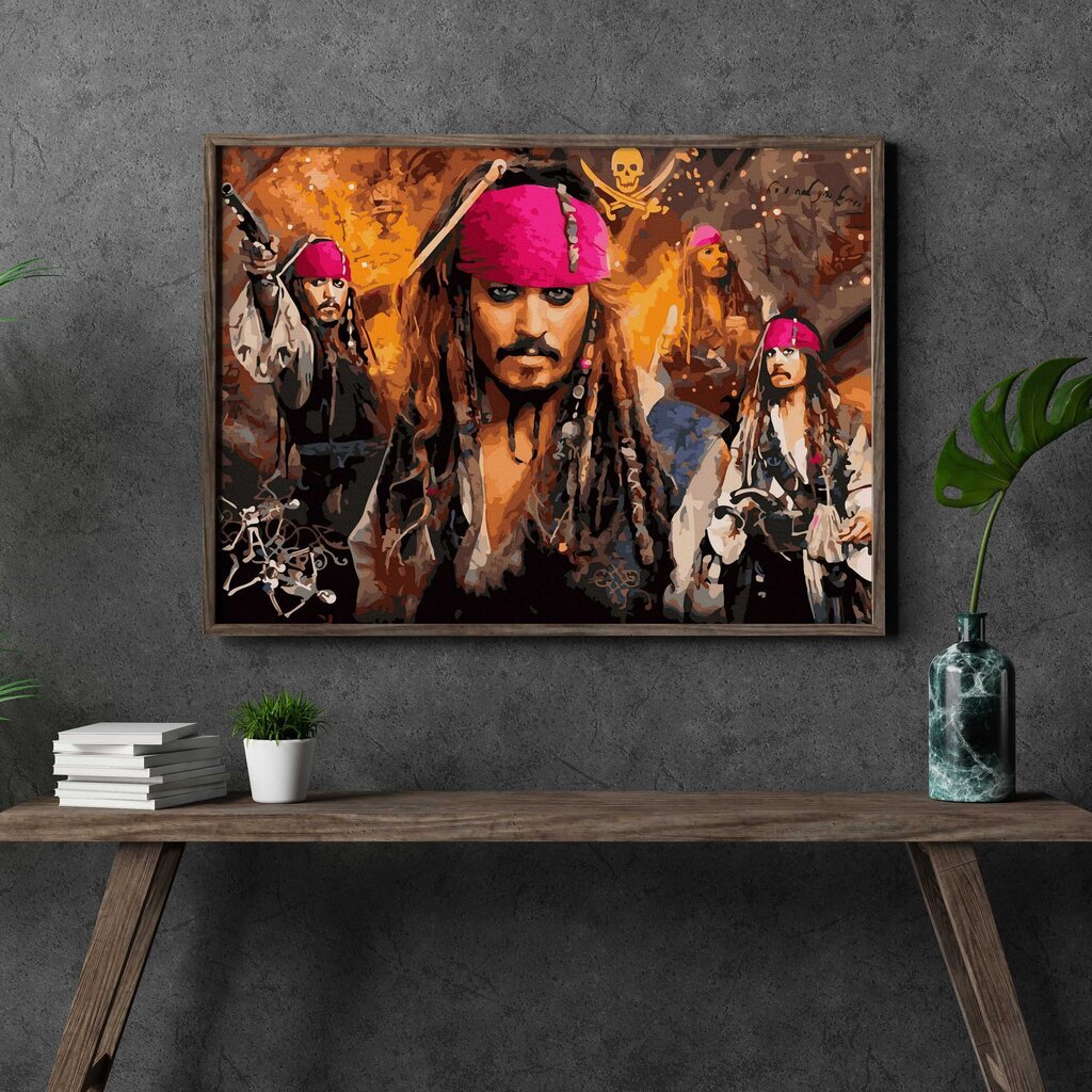 Värvi numbri järgi Raamis "Kapten Jack Sparrow" Oh Art! 40x50 cm hind ja info | Maalid numbri järgi | kaup24.ee