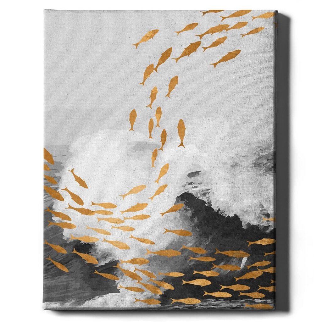 Värvi numbrite järgi kuldse glittervärviga Raamis "Golden Fish" Oh Art! 40x50 cm hind ja info | Maalid numbri järgi | kaup24.ee