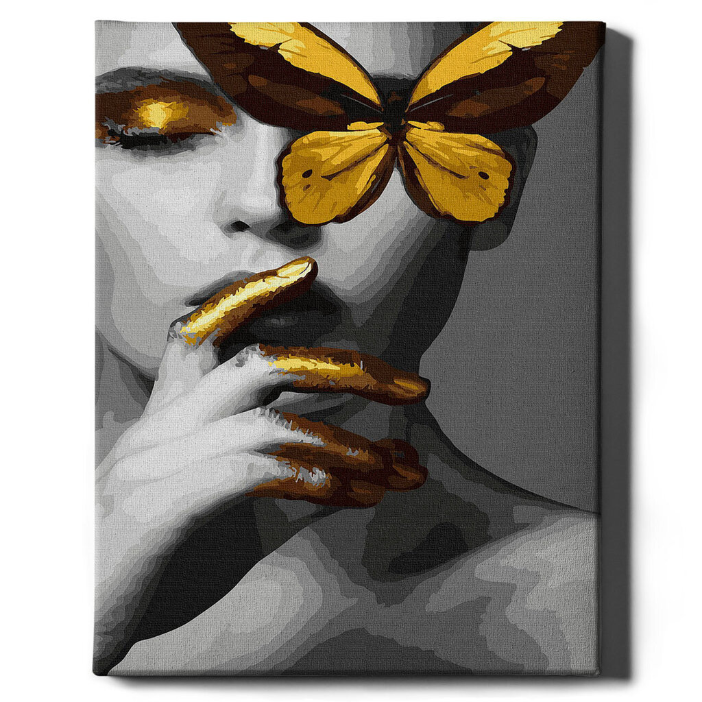 Värvi numbrite järgi kuldse glittervärviga Raamis "Kuldne liblikas" Oh Art! 40x50 cm цена и информация | Maalid numbri järgi | kaup24.ee