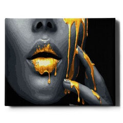 Värvi numbrite järgi kuldse glittervärviga Raamis "Kuldsed huuled" Oh Art! 40x50 cm hind ja info | Maalid numbri järgi | kaup24.ee