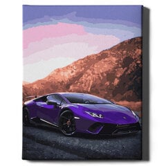 Värvi numbri järgi Raamis "Lilla Lamborghini" Oh Art! 40x50 cm hind ja info | Maalid numbri järgi | kaup24.ee