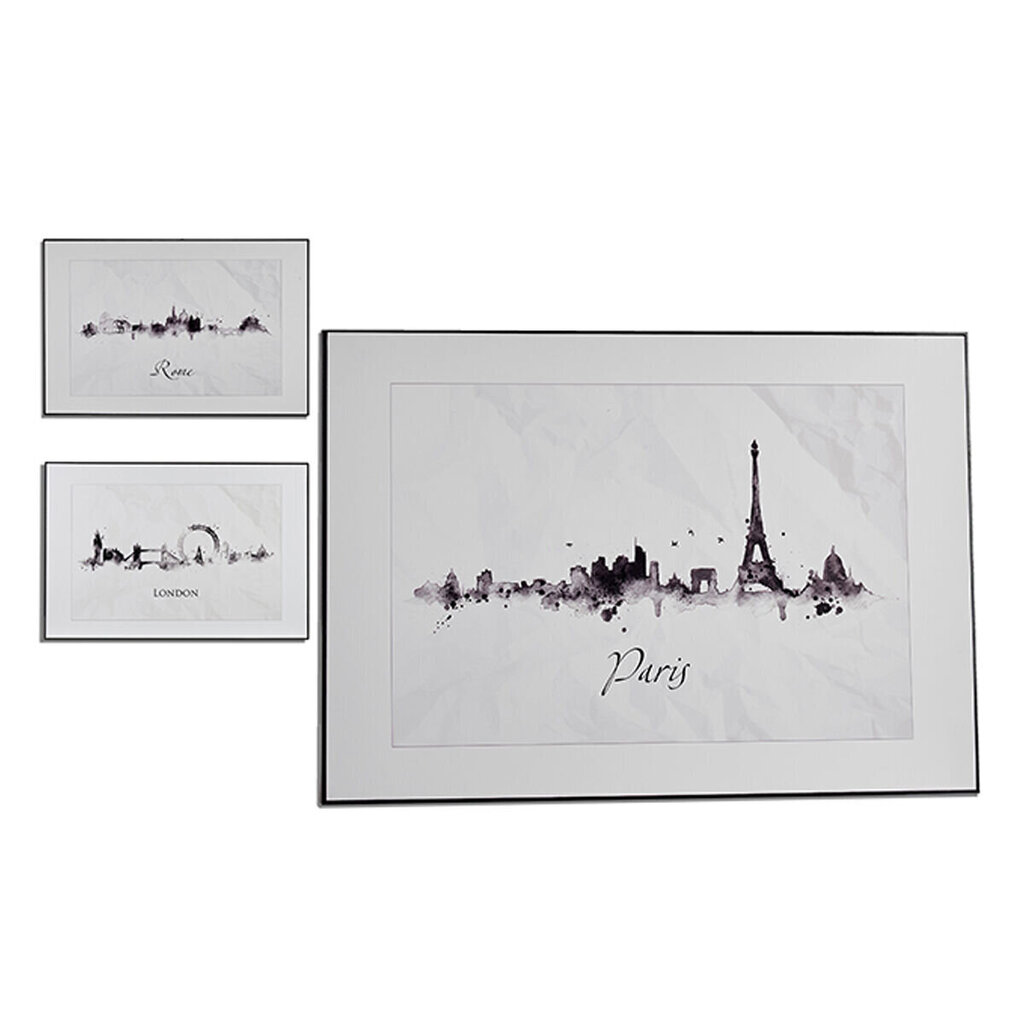Maal Linn Must Valge Puitlaastplaat (81,5 x 3 x 121 cm) (3 Ühikut) цена и информация | Seinapildid | kaup24.ee