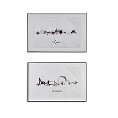 Картина «Город», чёрный / белый, ДСП, 81,5 x 3 x 121 cм, 3 штуки цена и информация | Настенные деревянные декорации | kaup24.ee