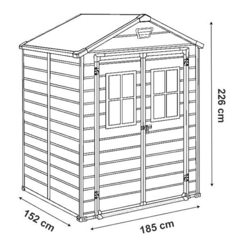 Aiakuur Manor 6x5 DD (2 aknaga ees) tumehall hind ja info | Kuurid ja aiamajad | kaup24.ee