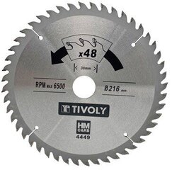 Диск циркулярный Tivoly 250x30x2,85/1,8мм, z48, 15°, (адаптер 20мм), по дереву цена и информация | Механические инструменты | kaup24.ee